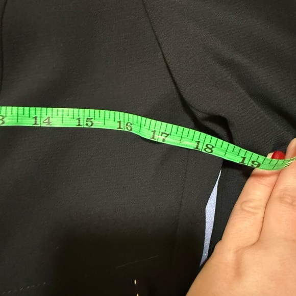 Tahari Black Blazer with White Thread Outline and Gold Piece on Pocket - Picture 7 of 7